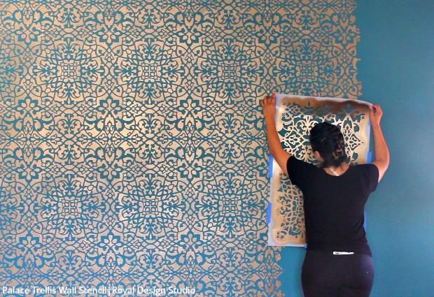 How to Stencil a Wallpaper Look for Less! | Stenciled & Painted