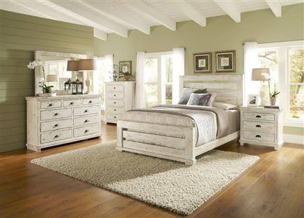 Progressive Furniture Willow Distressed White 2pc Bedroom Set with