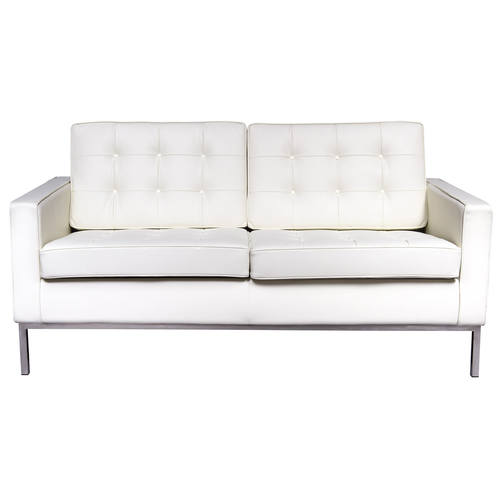 Florence Style Modern White Leather Loveseat by LeisureMod