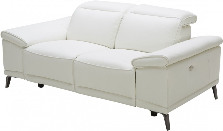 J&M Gaia White Leather Power Reclining Loveseat - Gaia Collection: 3