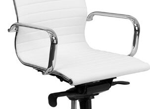 Amazon.com: Flash Furniture High Back White Ribbed Leather Executive