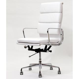 High Back White Leather Executive Office Chair - Overstock.com