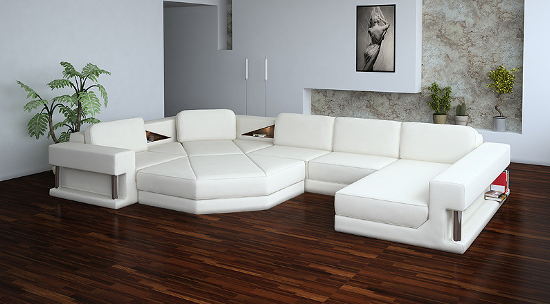 2315 Modern White Leather Sectional Sofa