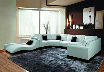 Amazon.com: 2264B Modern White Leather Sectional Sofa: Kitchen & Dining