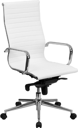 Amazon.com: Flash Furniture High Back White Ribbed Leather Executive