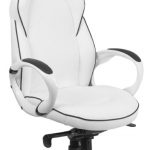 High Back White Vinyl Executive Swivel Office Chair With Black Trim