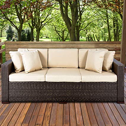 Amazon.com : Best Choice Products 3-Seat Outdoor Wicker Sofa Couch