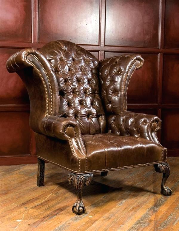 Lovely Leather Chairs With Classic Chair Brown Armchair Tufted