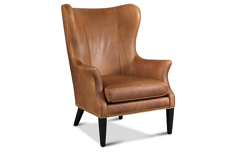 Tristen Wingback Chair - Saddle Leather | boston brownstone | Chair